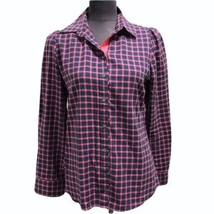 Banana Republic Navy Pink Plaid Soft Wash Button Down Shirt - Size Small